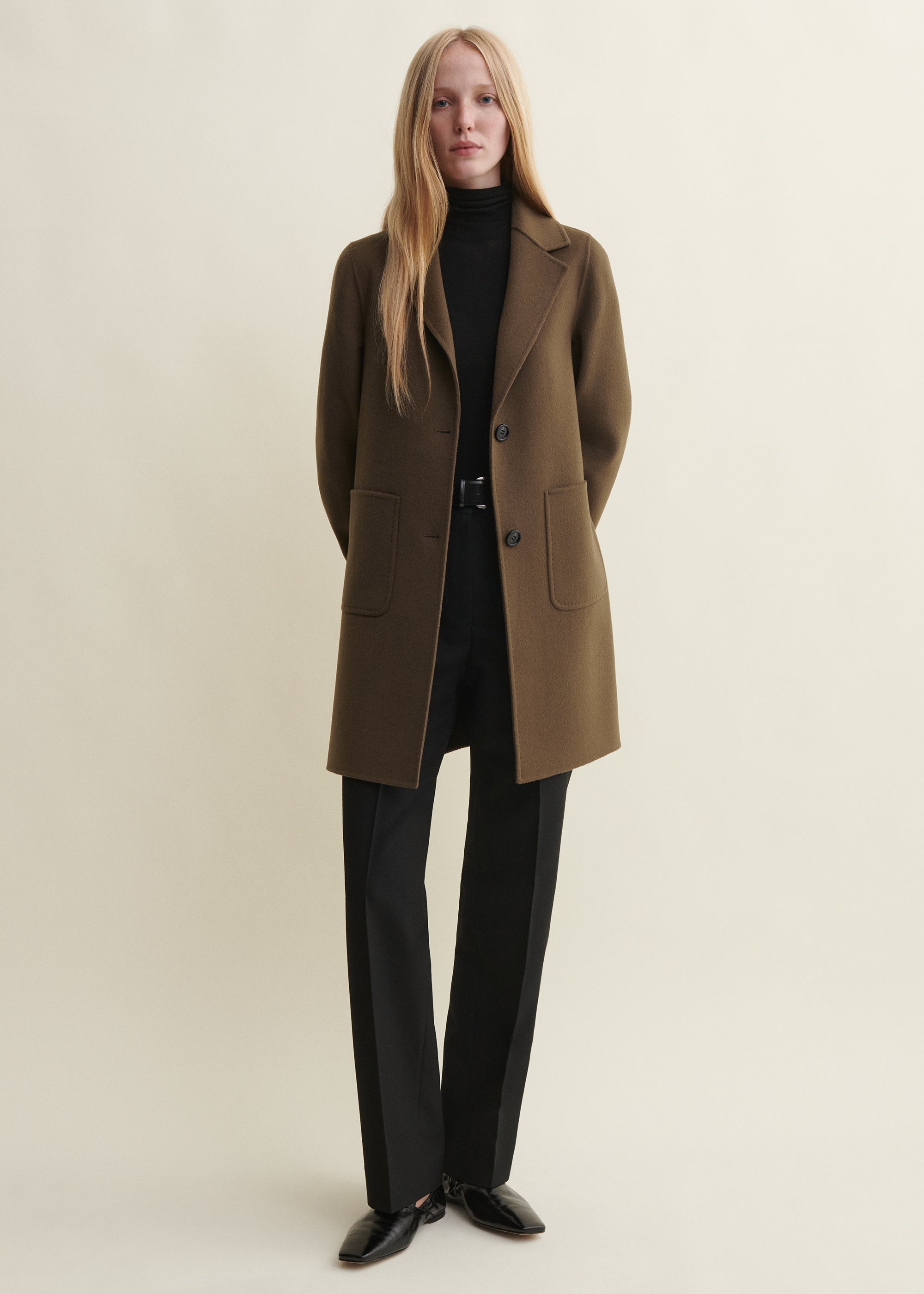 LUCERAM | Single-breasted Wool Coat | EARTH GREEN