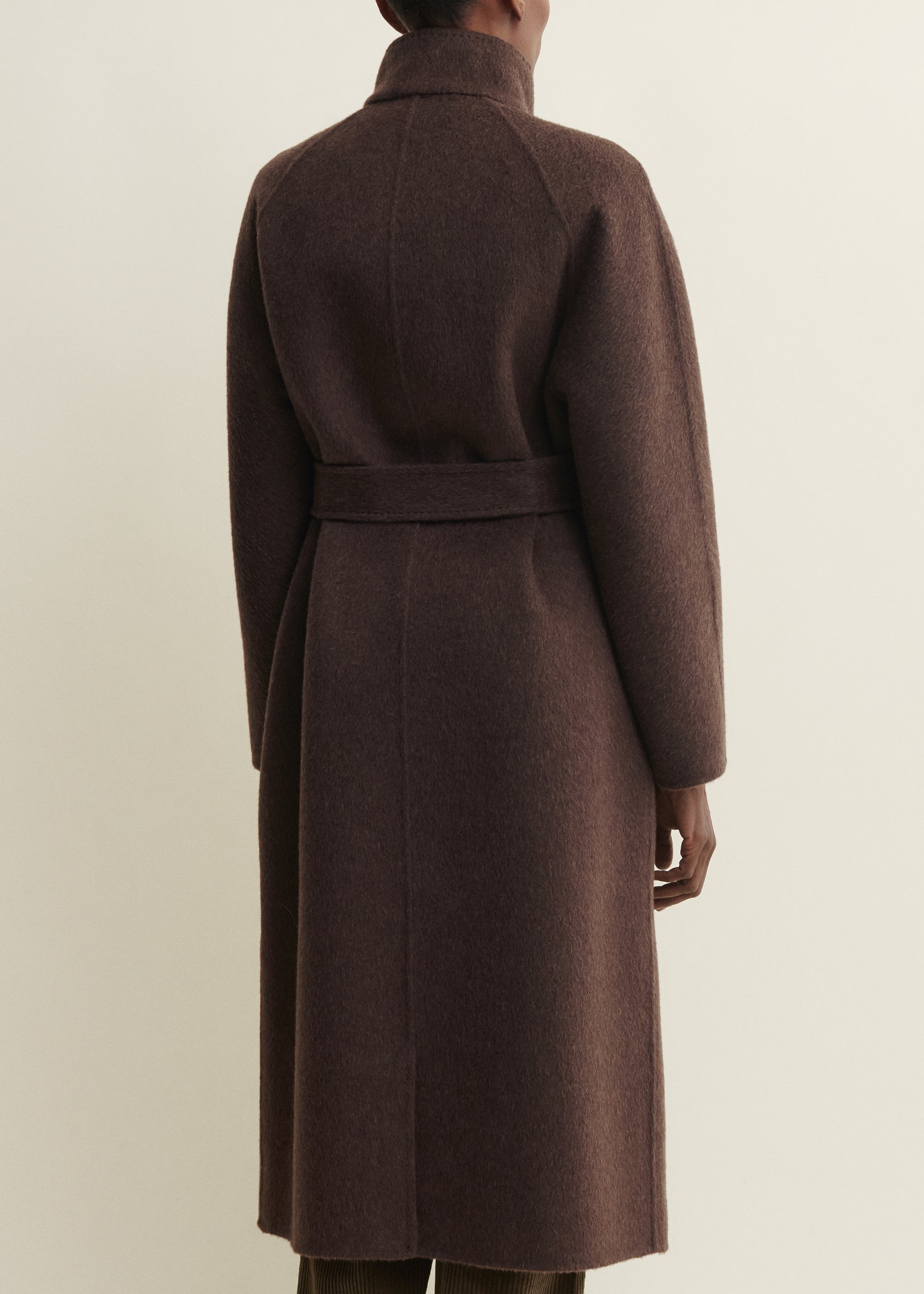 BODHI | Hairy Wool Belted Coat | Mud Brown