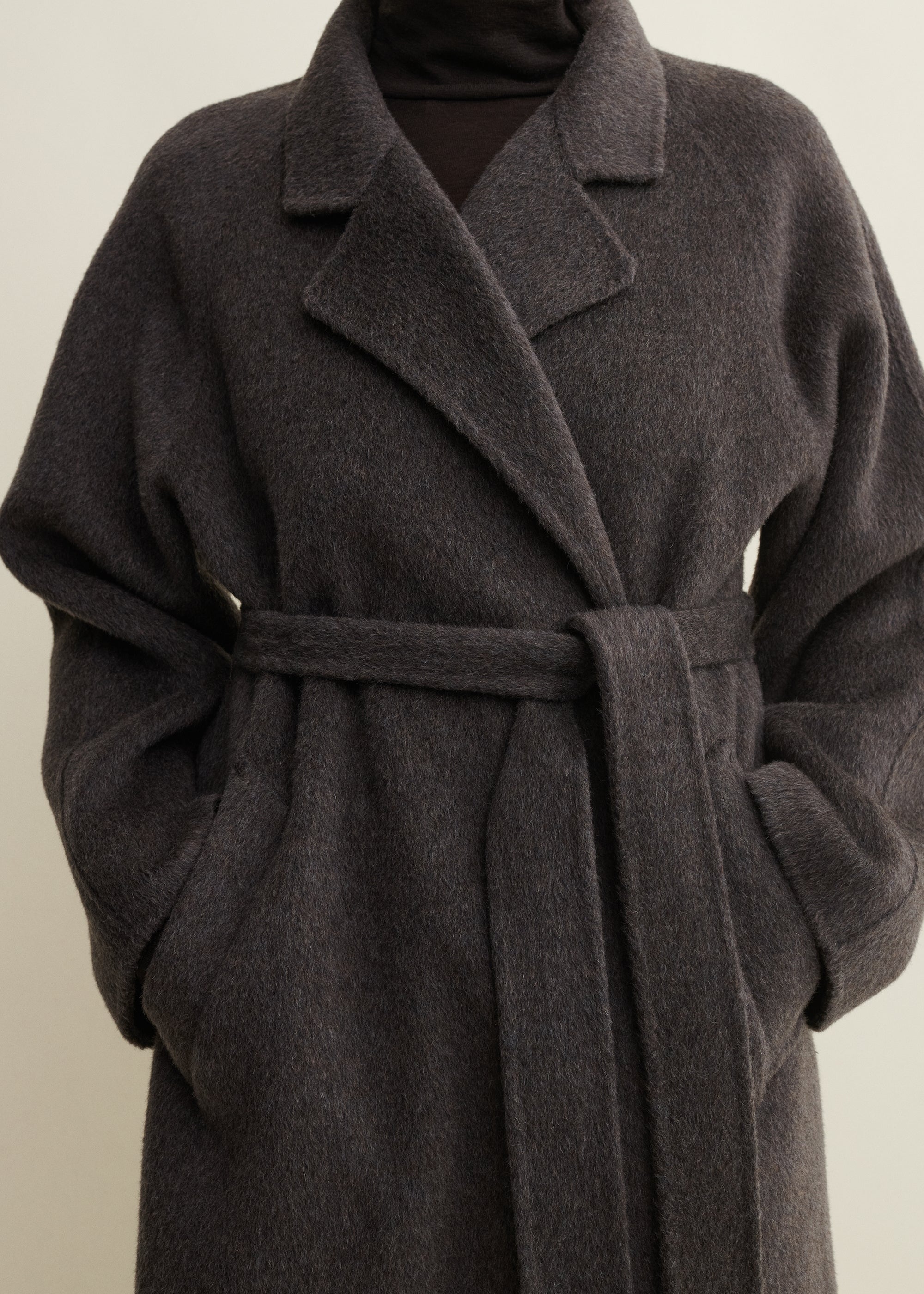 NOUK | Hairy Wool Coat | WARM GREY