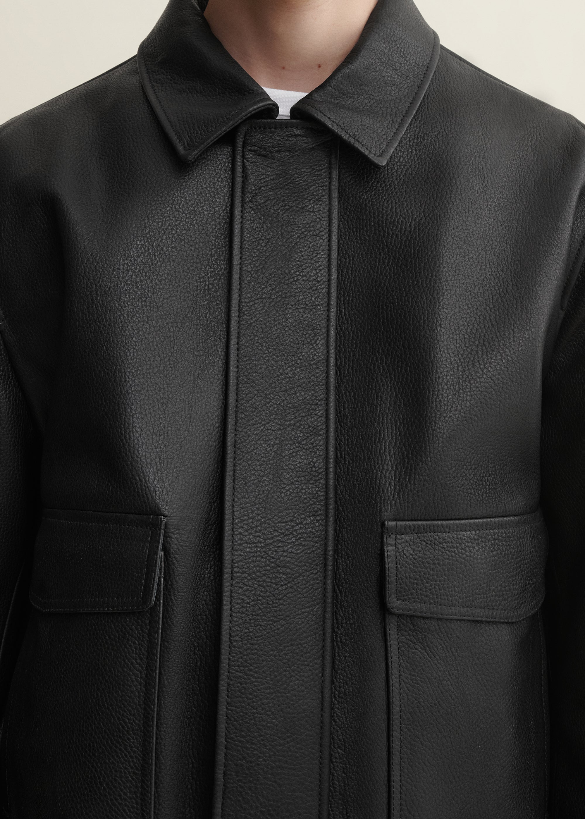 BARI | Leather Bomber Jacket | Black