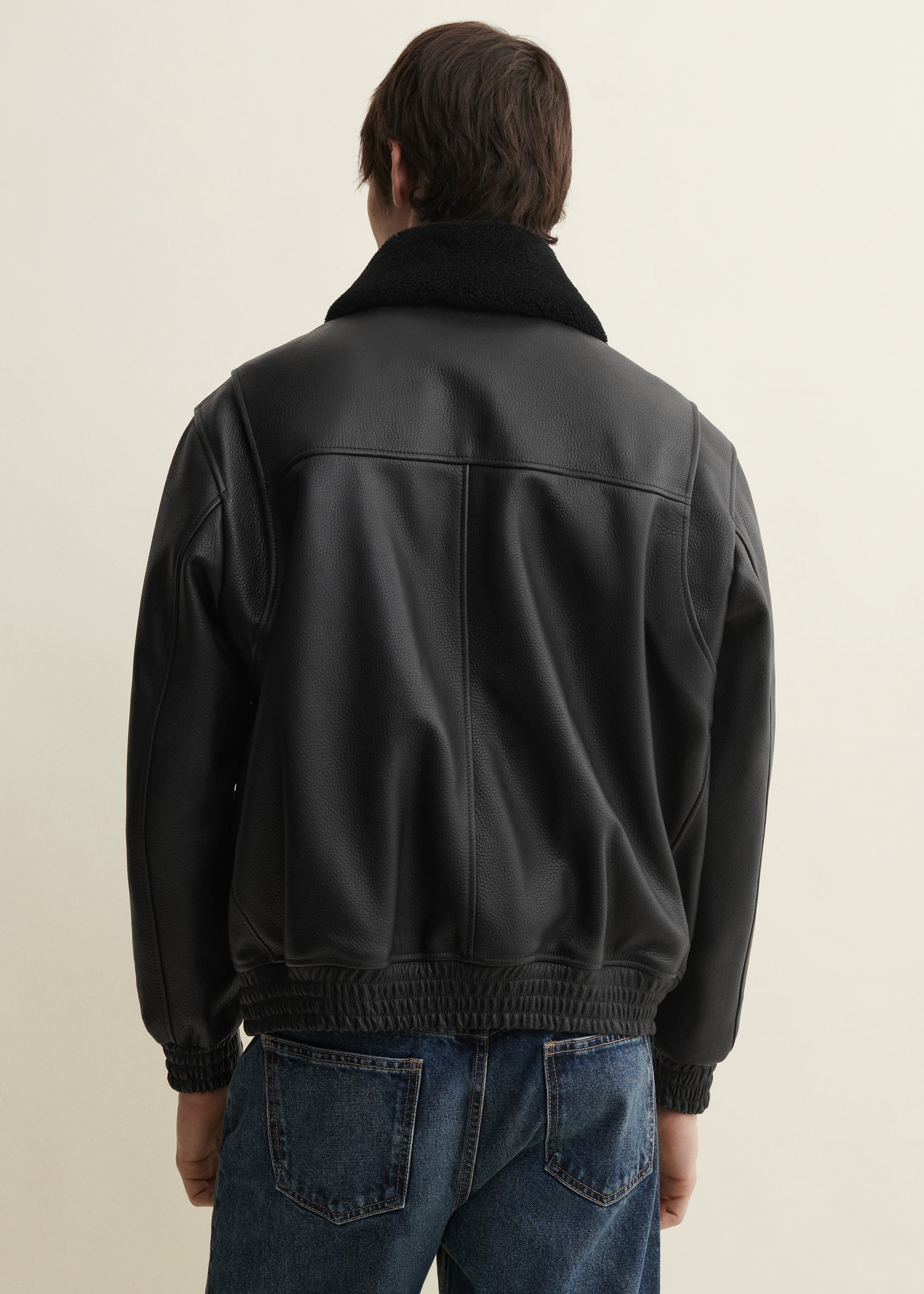 BARI | Leather Bomber Jacket | Black