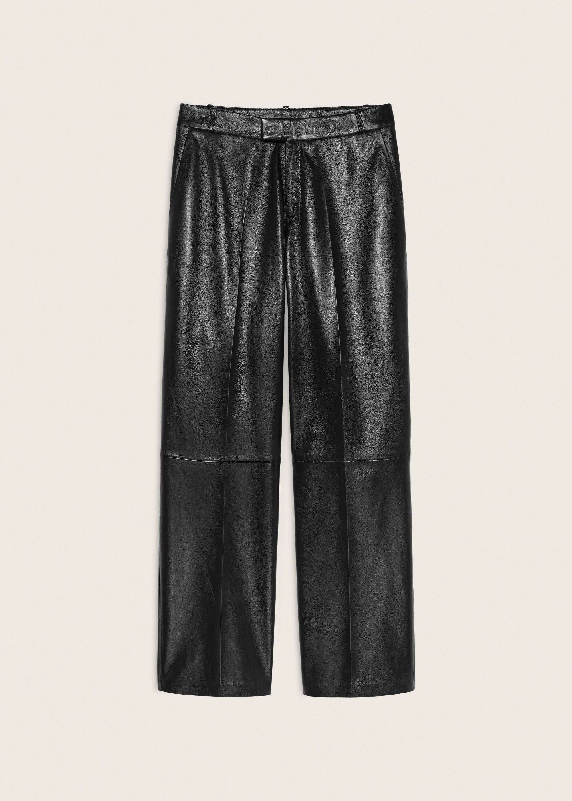 CAMI | Leather Straight Trousers | BLACK