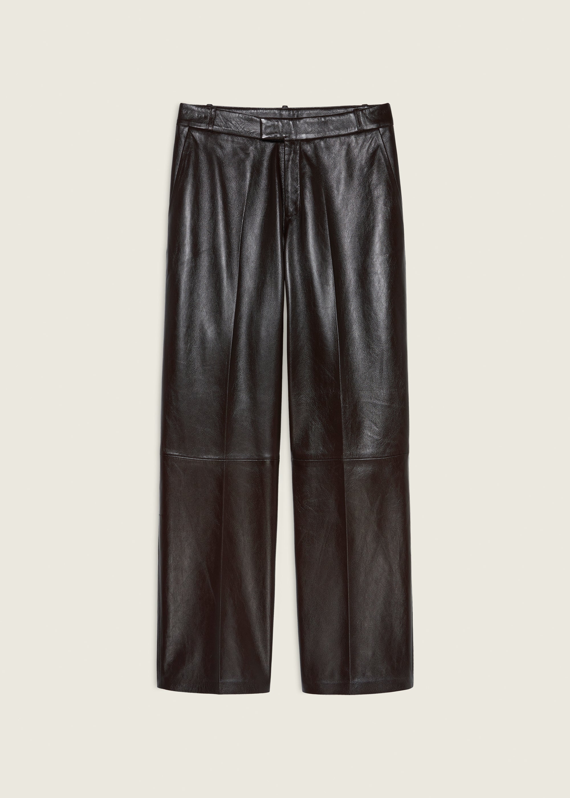 CAMI | Leather Straight Trousers | COFFEE BEAN