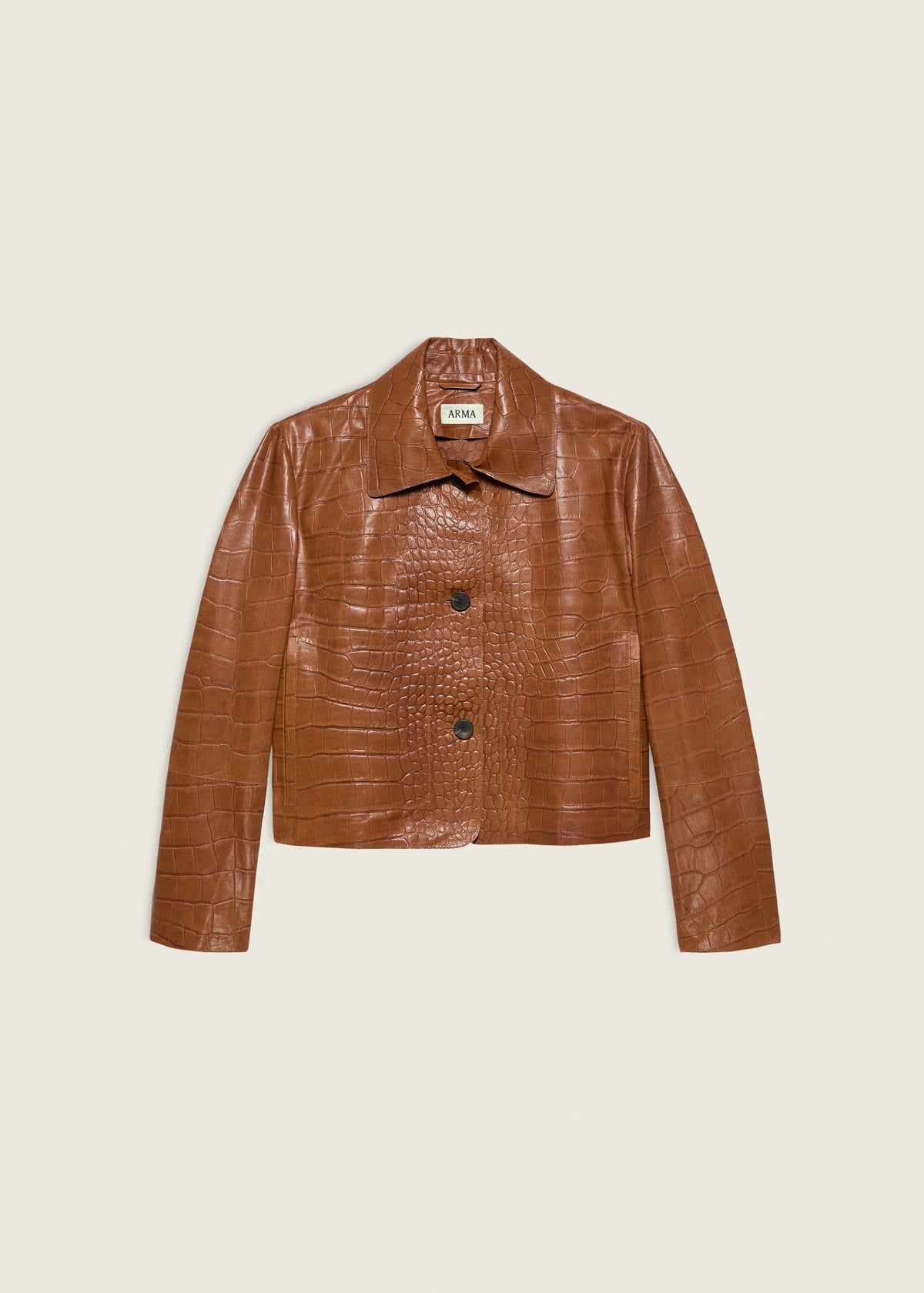 Emy | Leather Croco Jacket | Camel