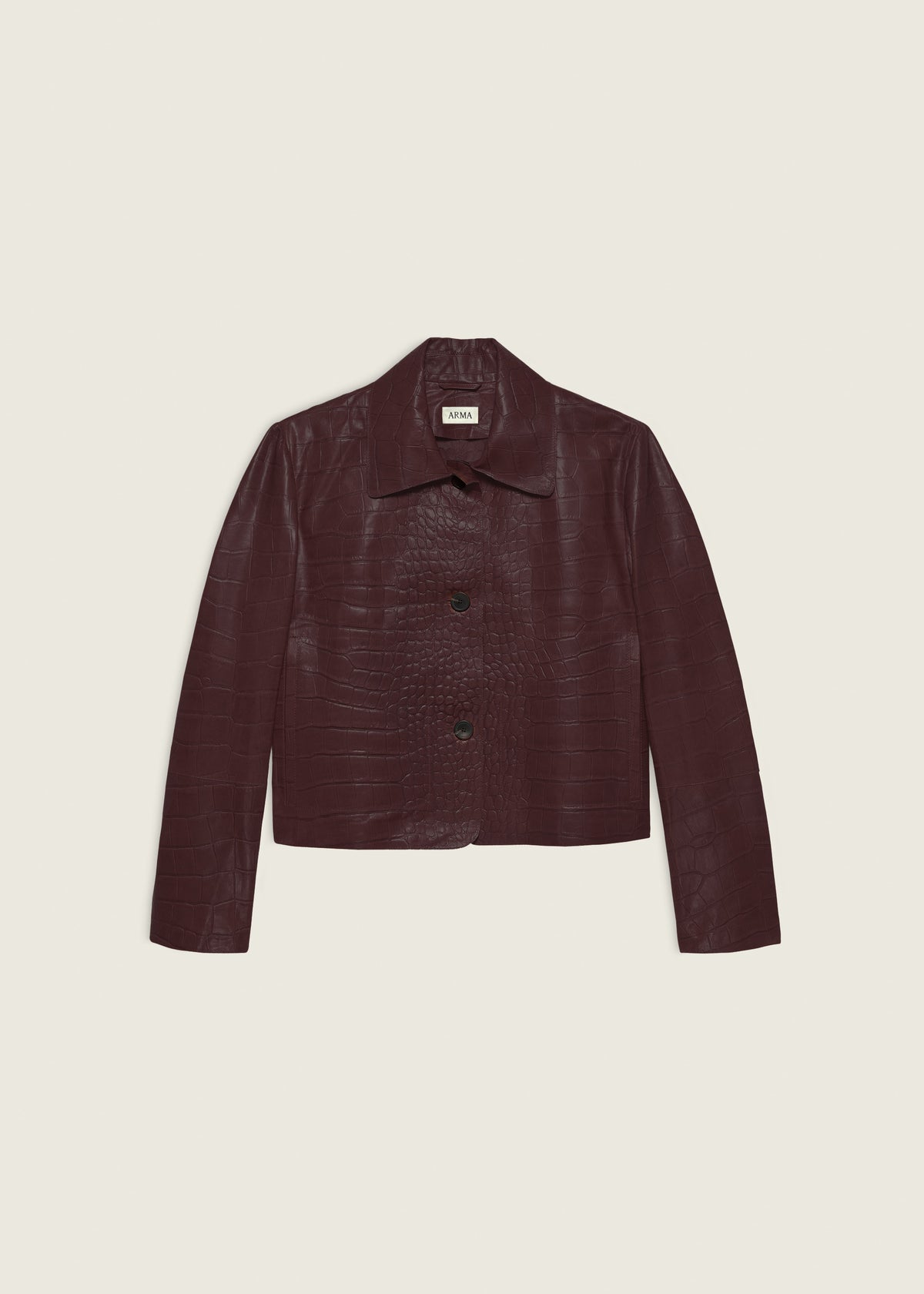 Emy | Leather Croco Jacket | Mahogany