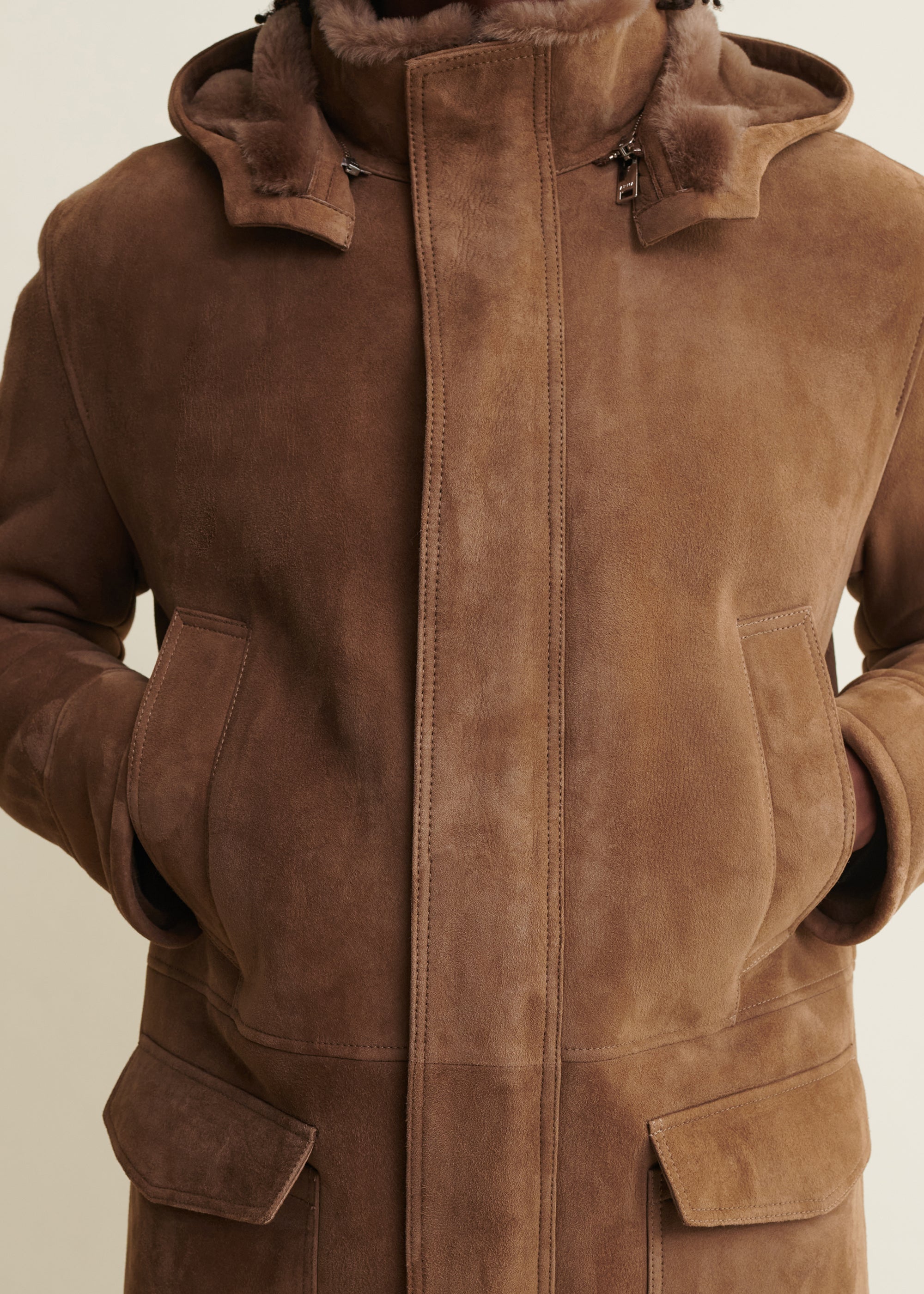 LEVY | Shearling Coat | Carbon Brown