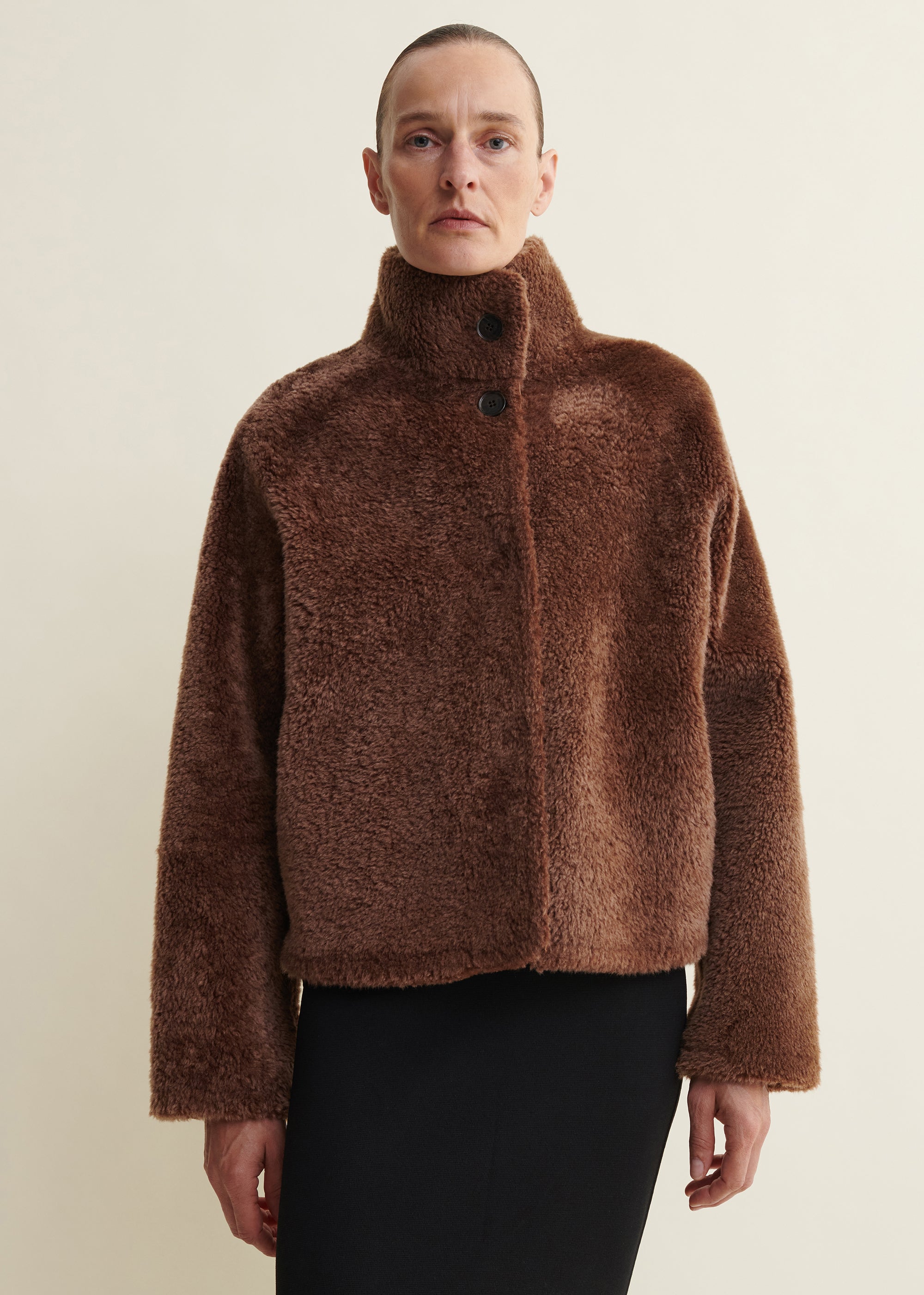 ARIANA | High Colar Shearling Jacket | Acorn