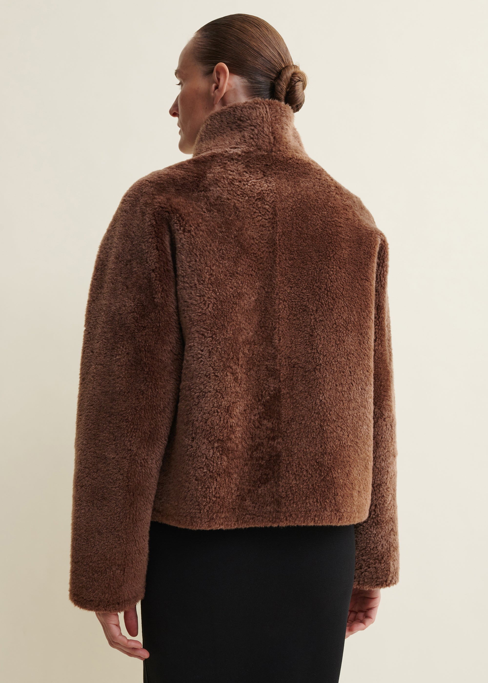 ARIANA | High Colar Shearling Jacket | Acorn