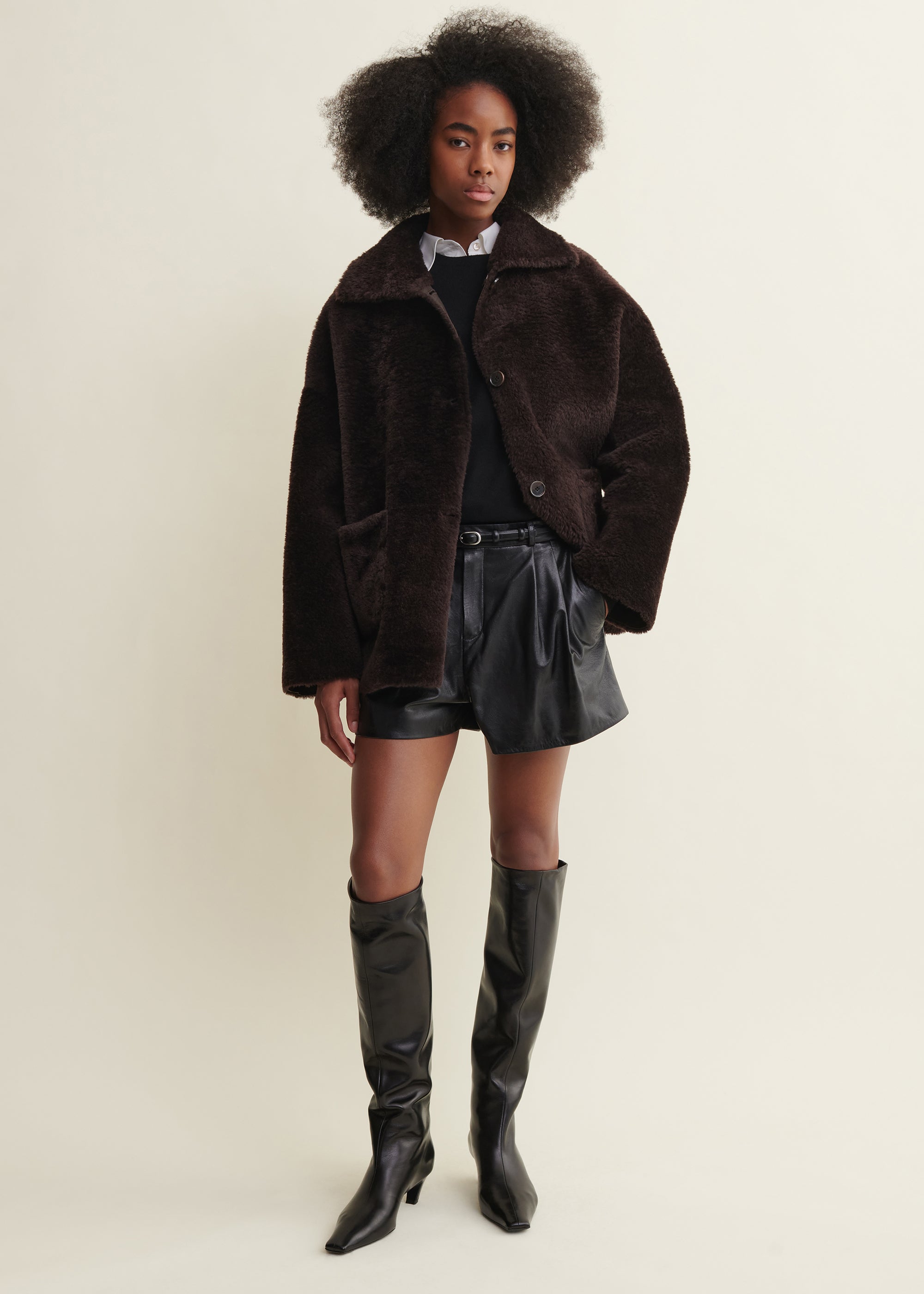 ISABELLA | Reversible Shearling Jacket | Coffee Bean