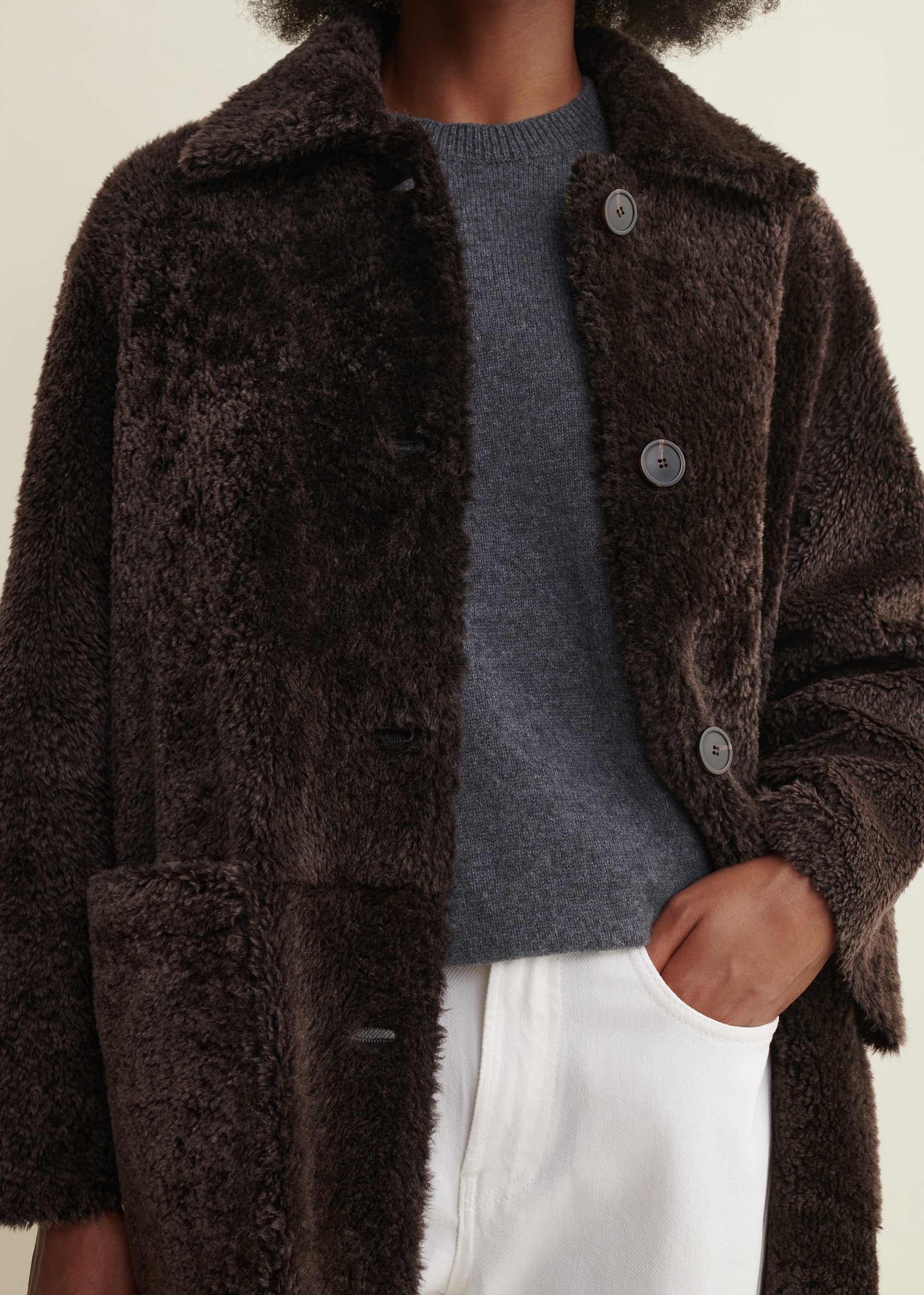 ZOEY | Shearling Jacket | Coffee Bean