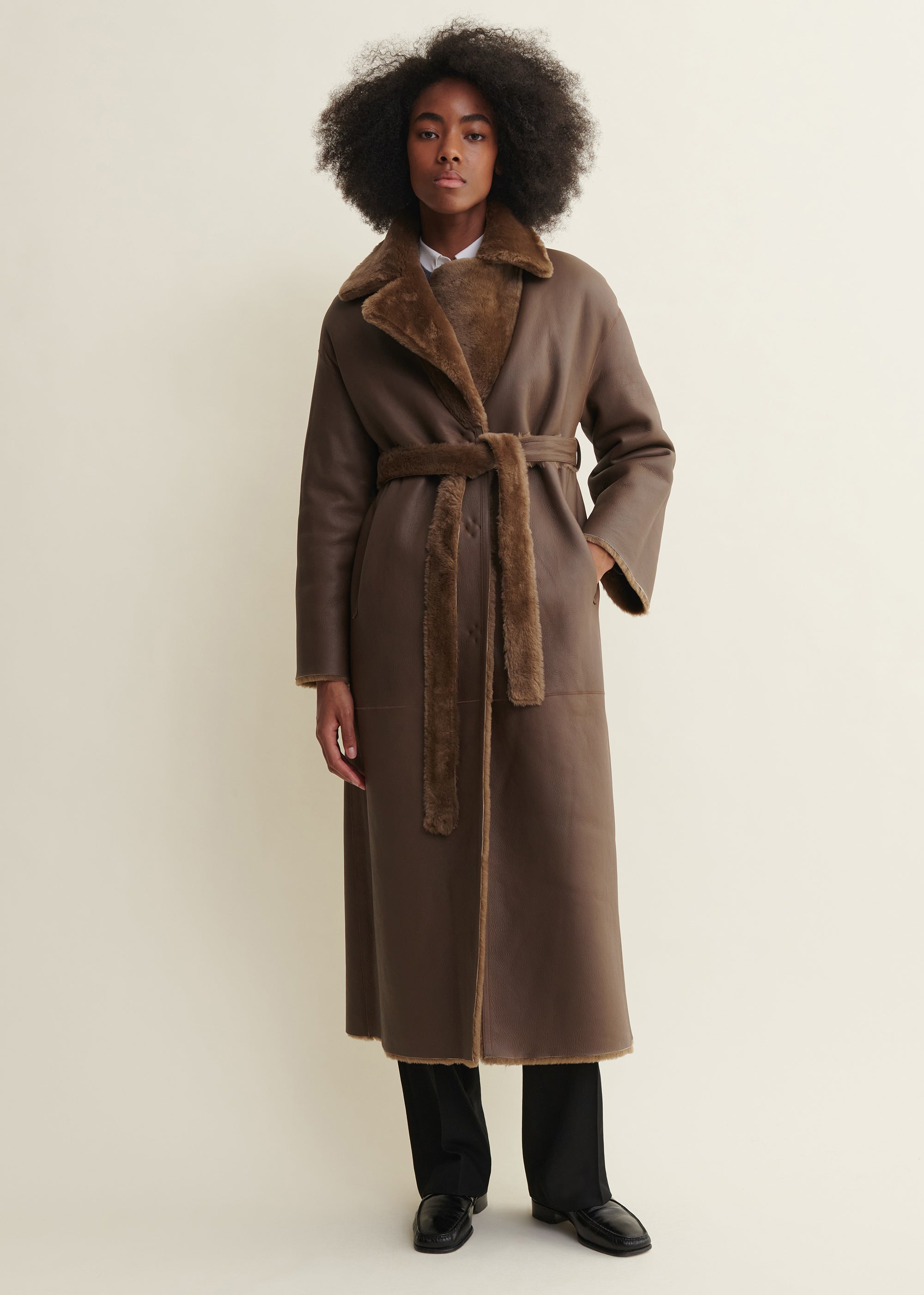 RIEN | Reversible Shearling Coat | Teak