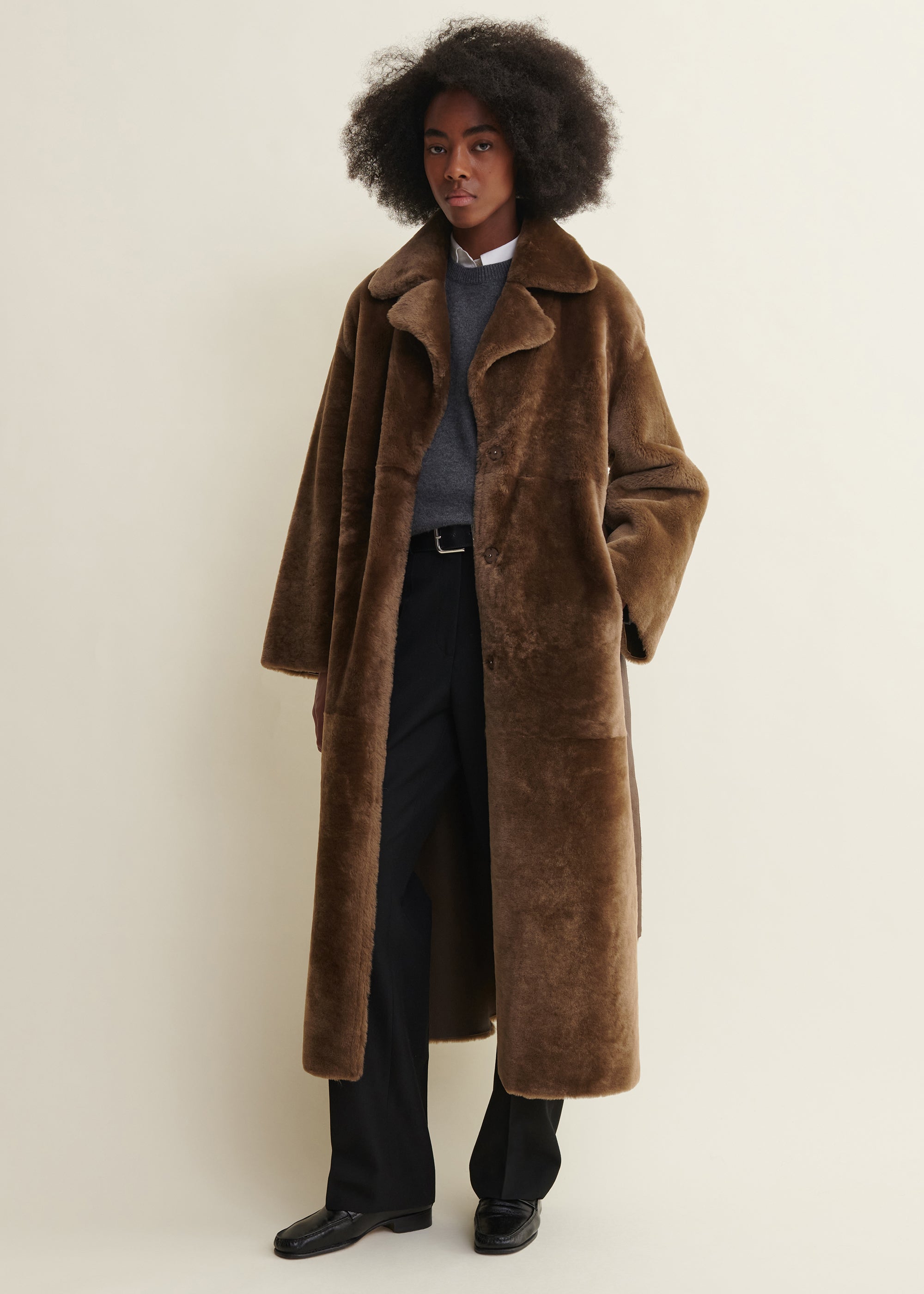 RIEN | Reversible Shearling Coat | Teak