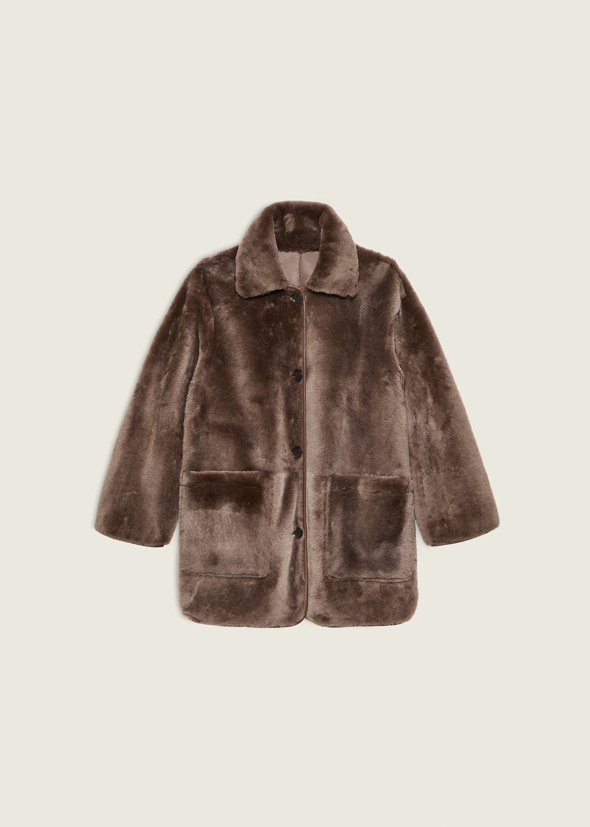 NICOLA | Reversible Shearling Coat | Wood