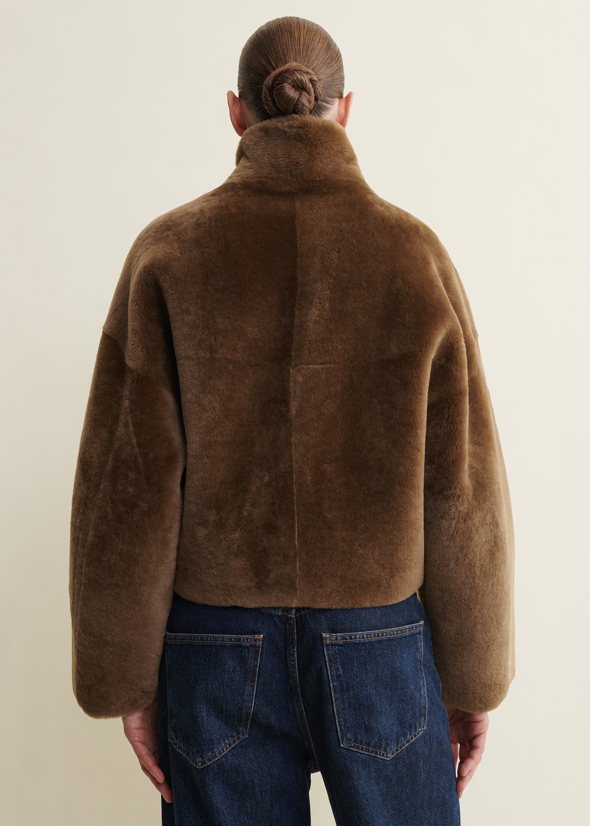 INDY | Funnel Neck Shearling Jacket | Teak