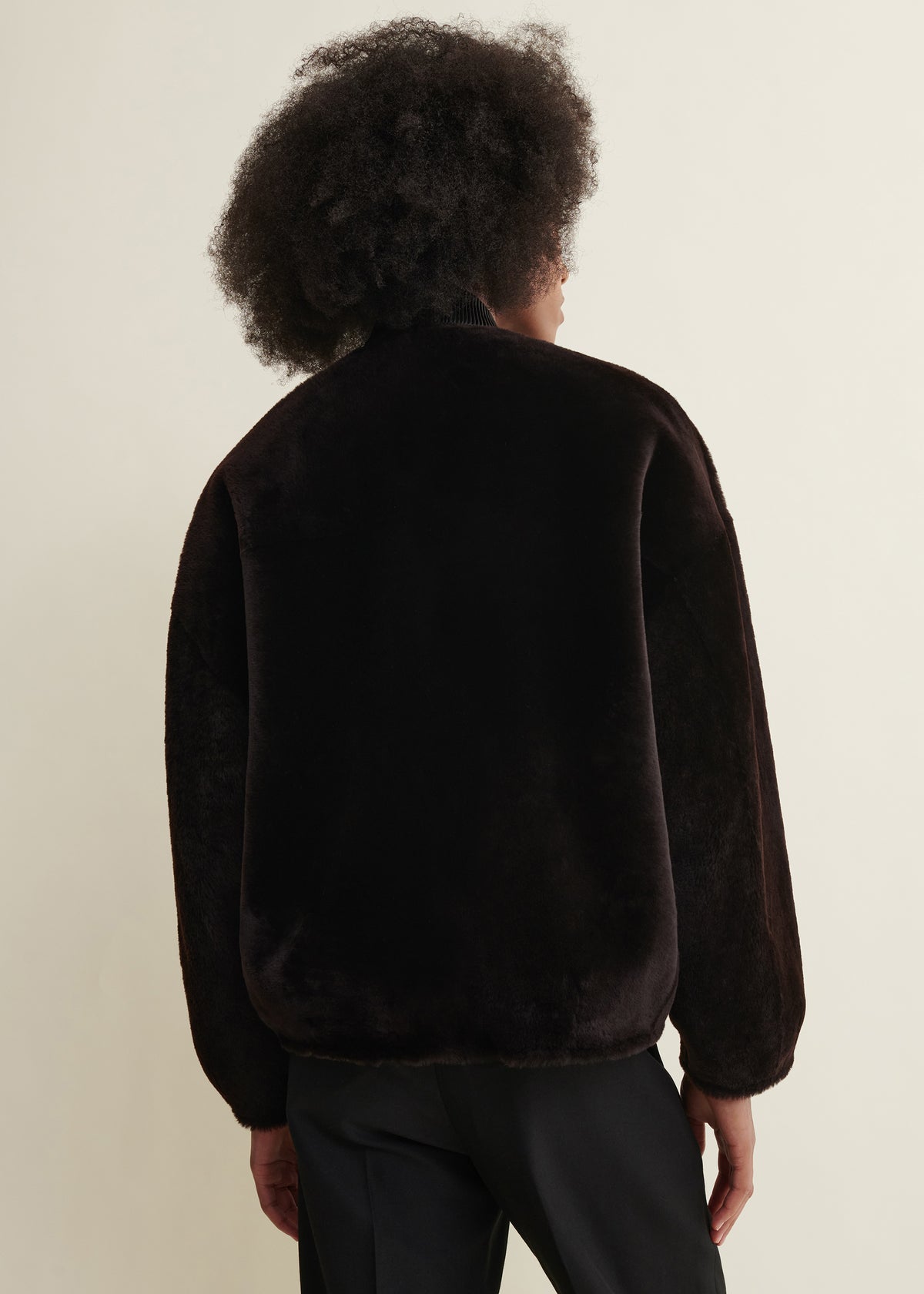 Violet | Reversible Shearling Bomber | Coffee Bean