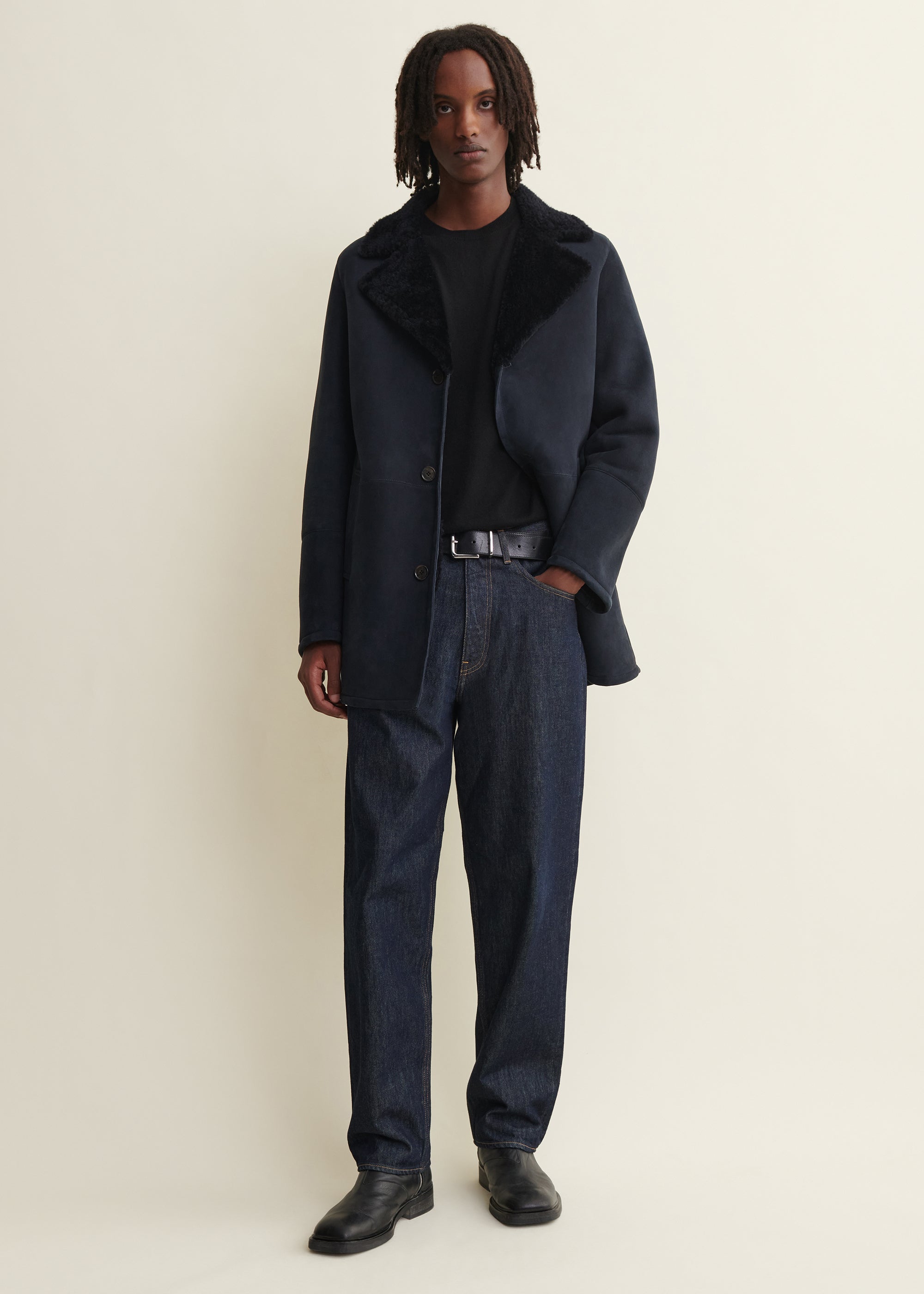 BOHDAN | Shearling Coat | Dark Navy