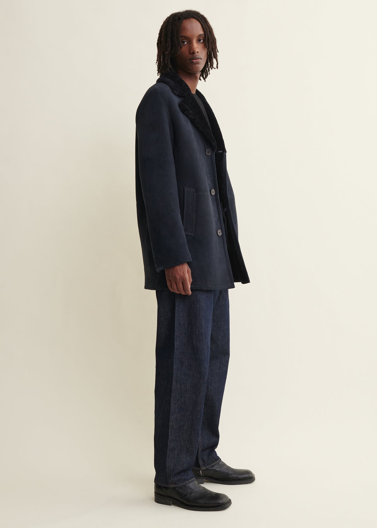 BOHDAN | Shearling Coat | Dark Navy
