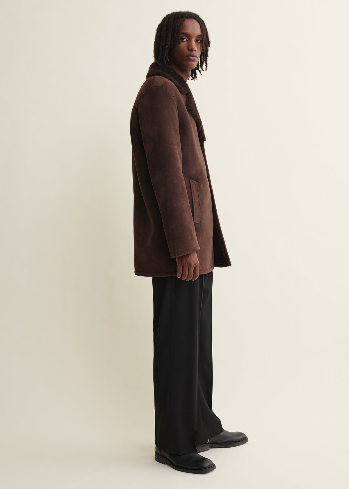 Bohdan | Shearling Coat | Mud Brown
