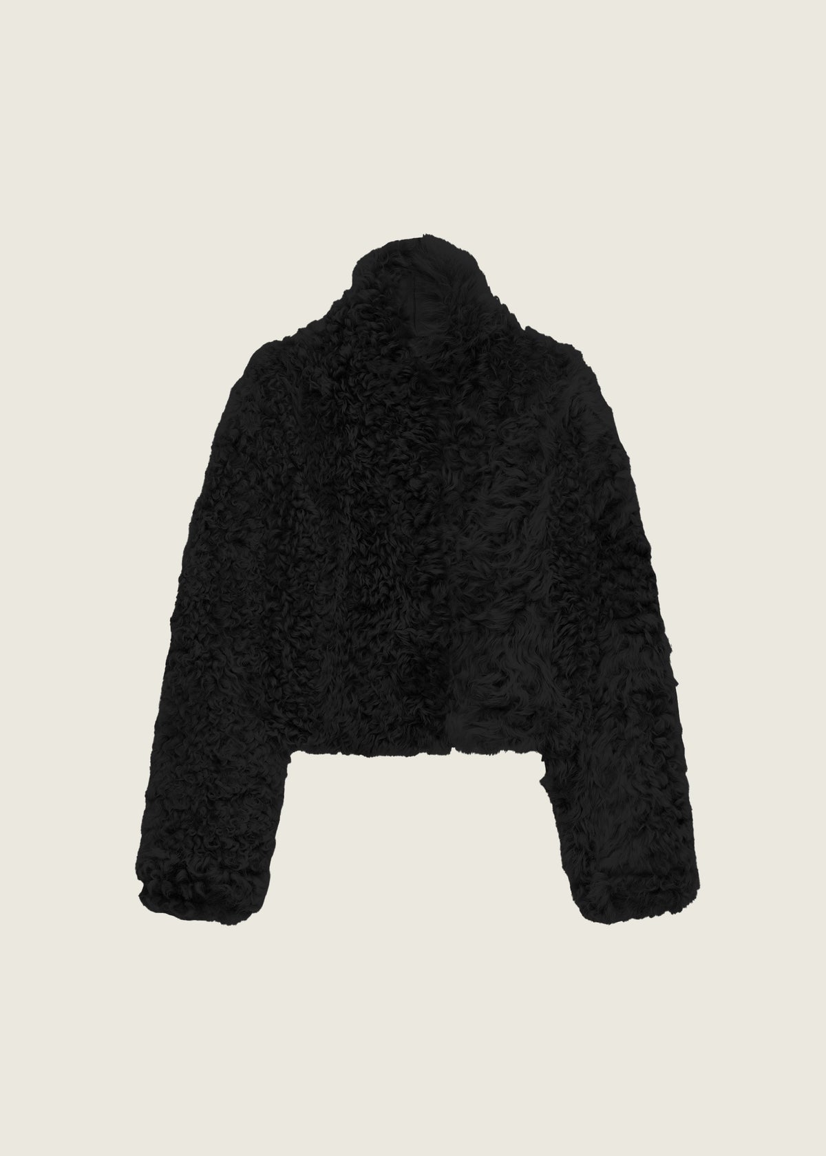 MOONEY | Cropped Curly Shearling Jacket | Black