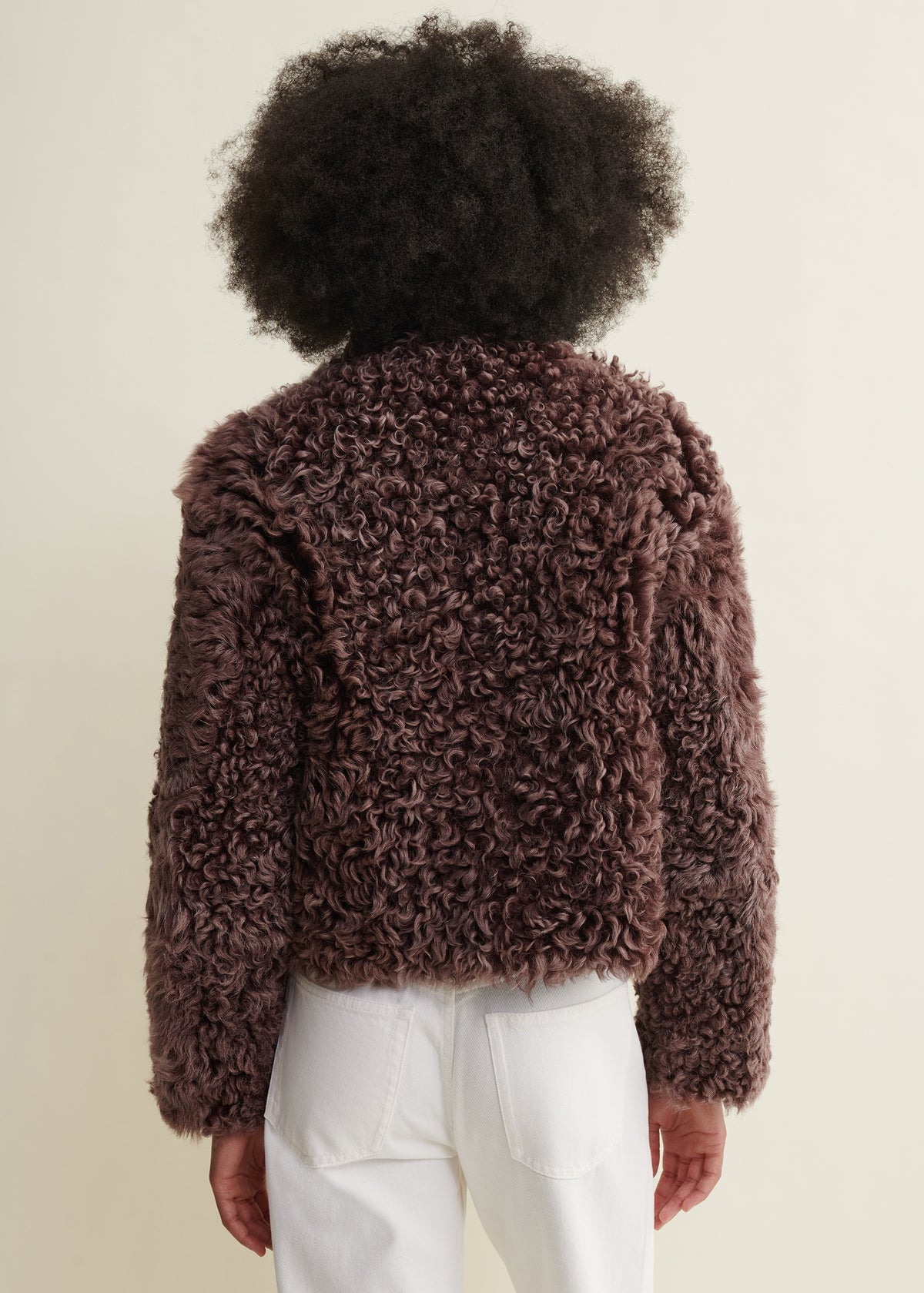 Mooney | Reversible Curly Shearling Jacket | Mahogany