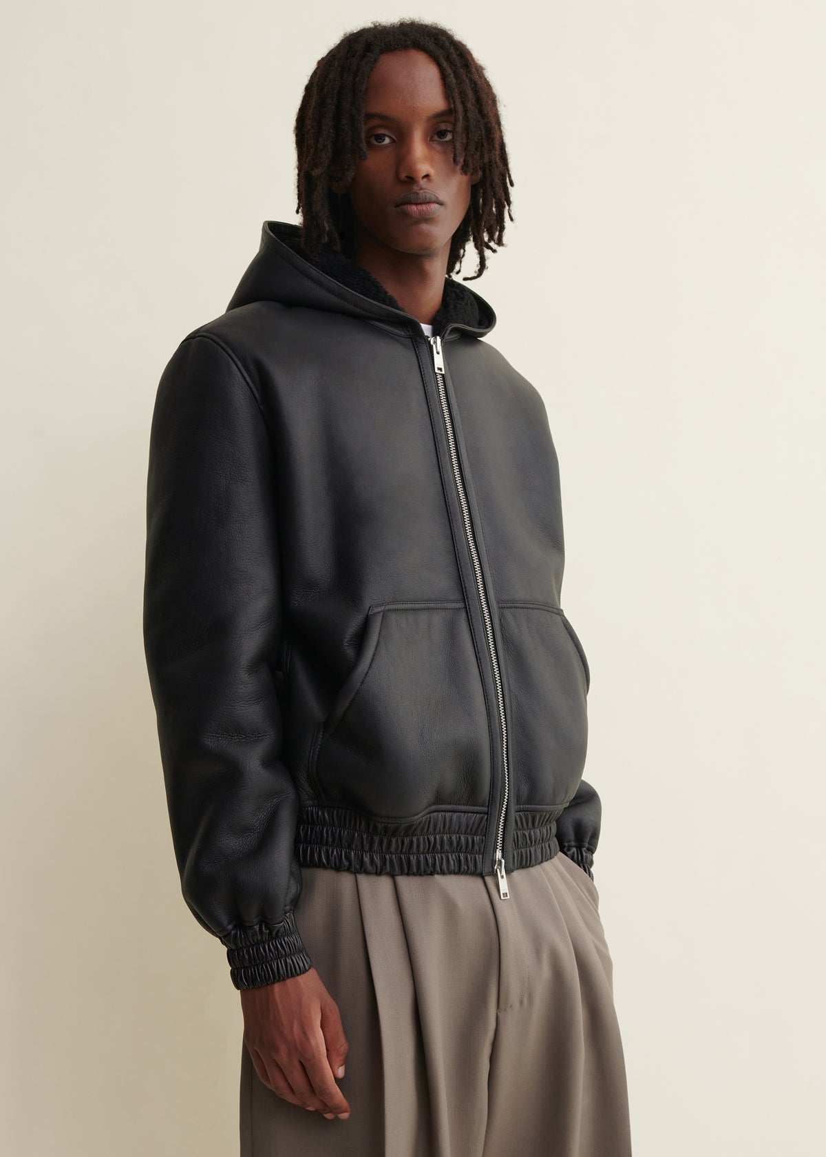 Malen | Hooded Shearling jacket | Black