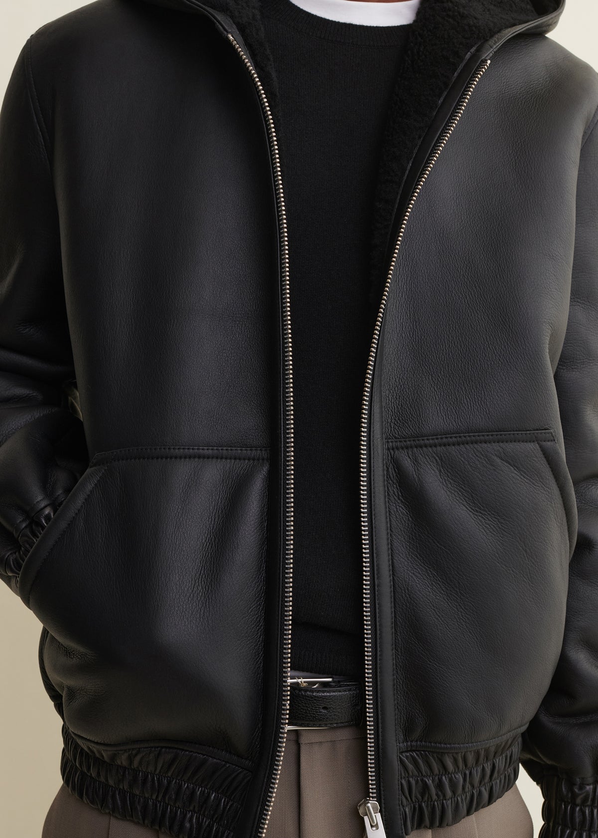 Malen | Hooded Shearling jacket | Black