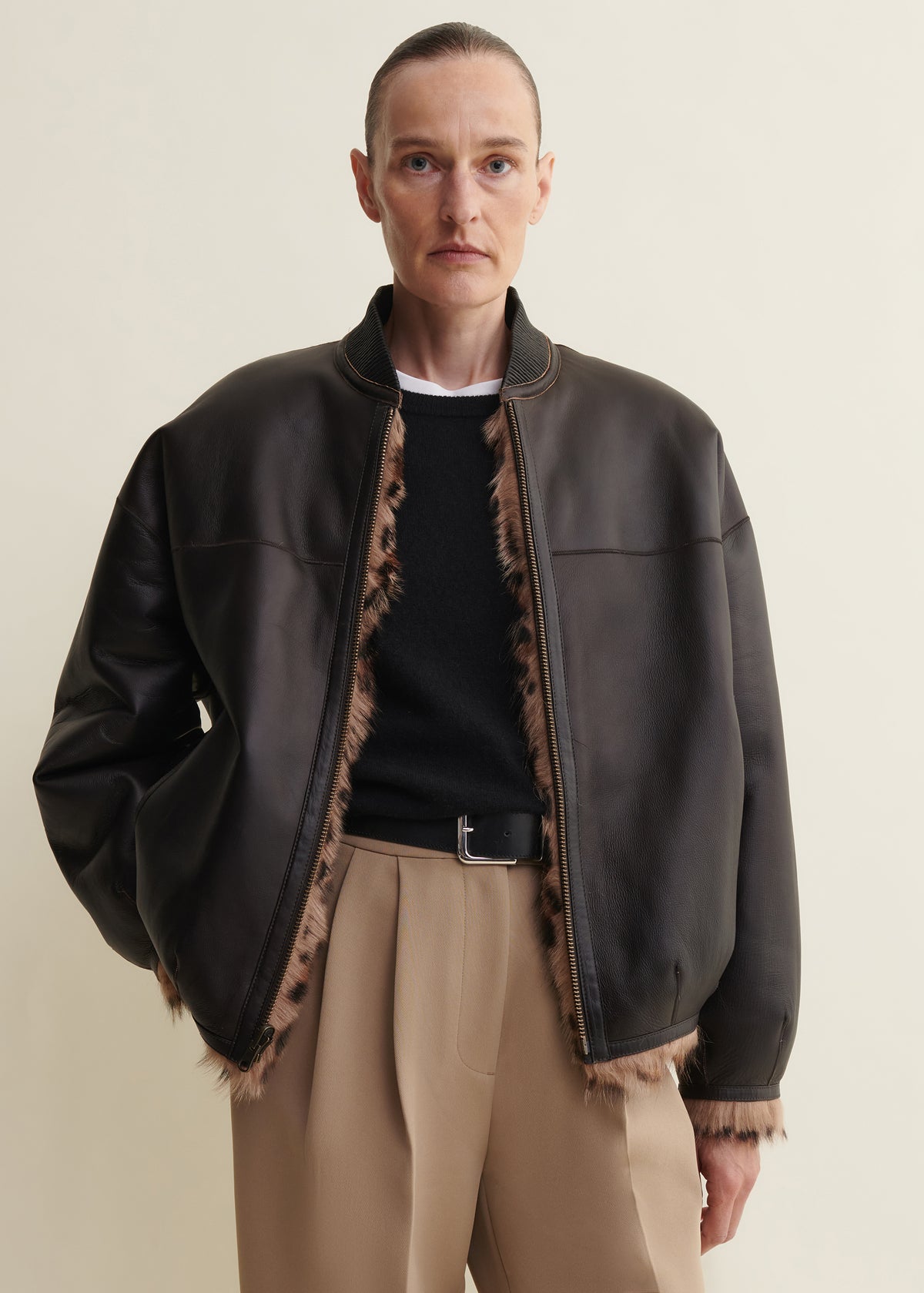 VIOLET | Leopard Shearling Bomber | Leopard