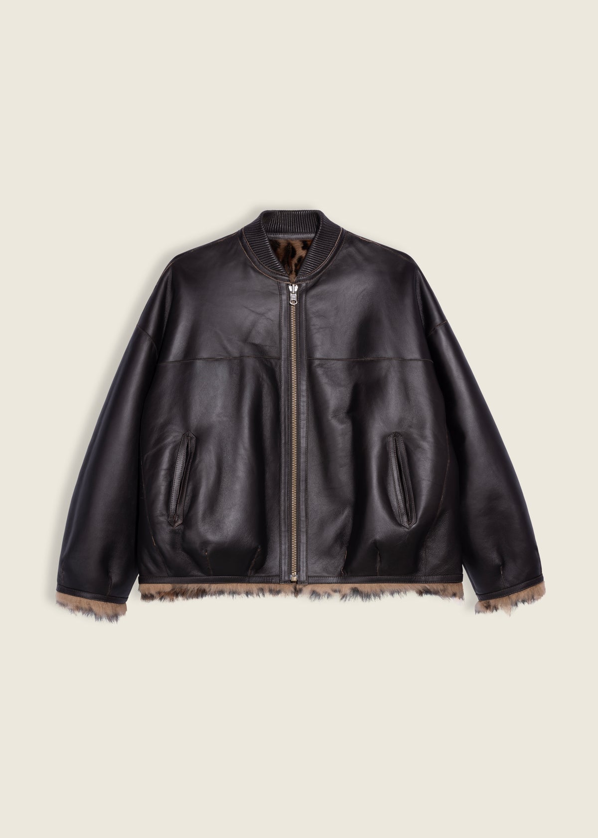 VIOLET | Leopard Shearling Bomber | Leopard