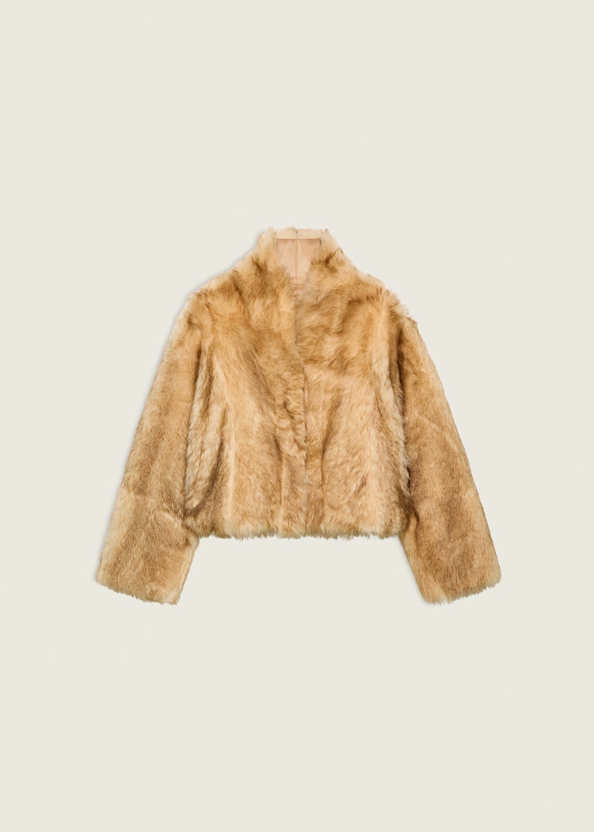 MOONEY | Cropped Shearling Jacket | Dark Beige