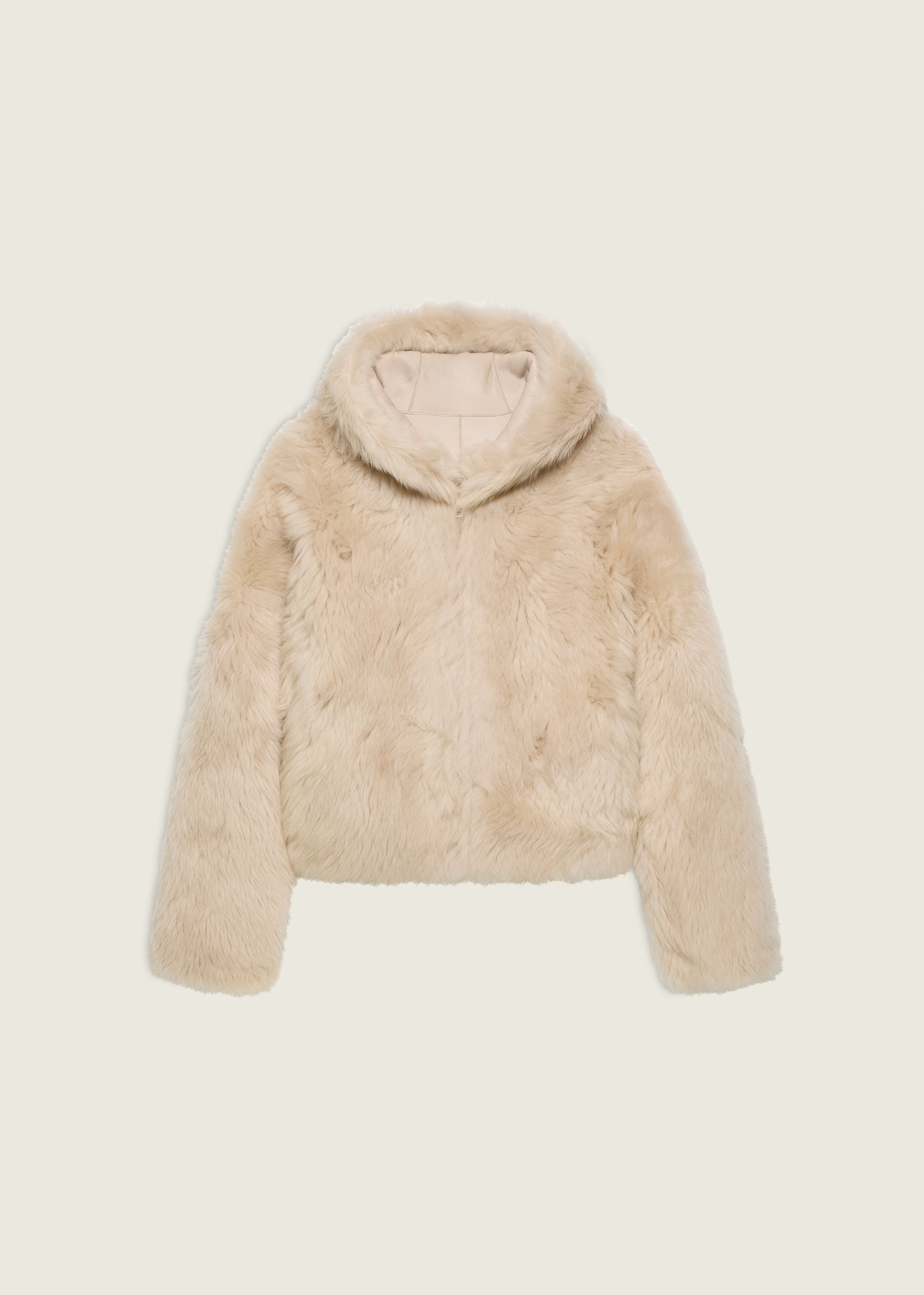 BIANCA | Hooded Shearling Jacket | Albaster