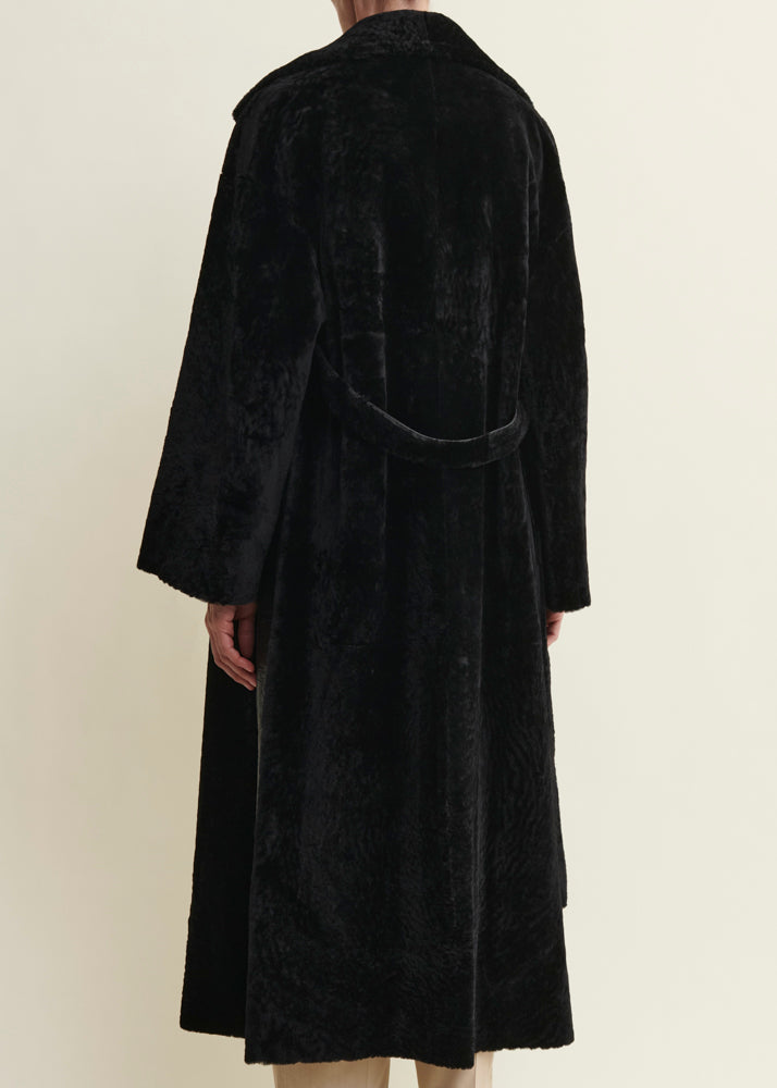 RIEN Velvet Shearling Coat | Black