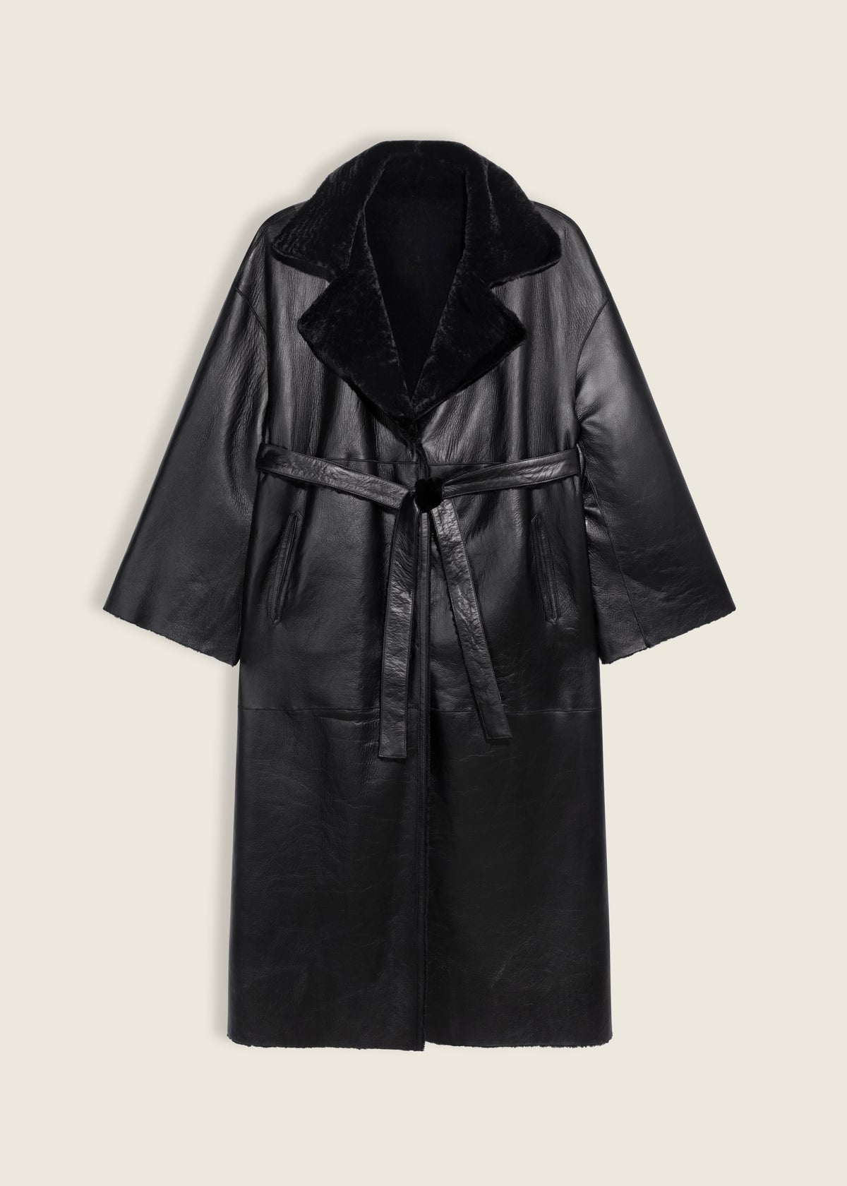 RIEN | Velvet Shearling Coat | Black