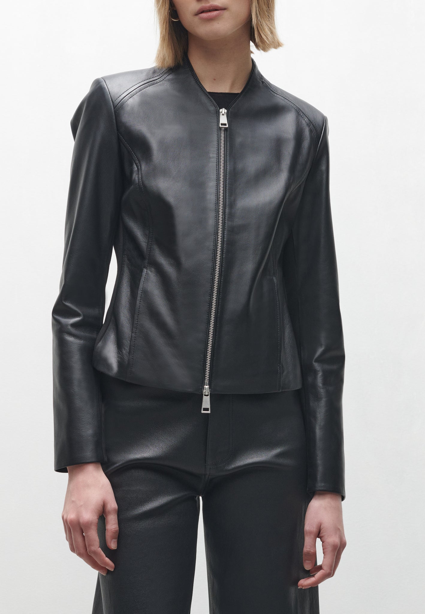 STEVIE | Leather slim fit jacket