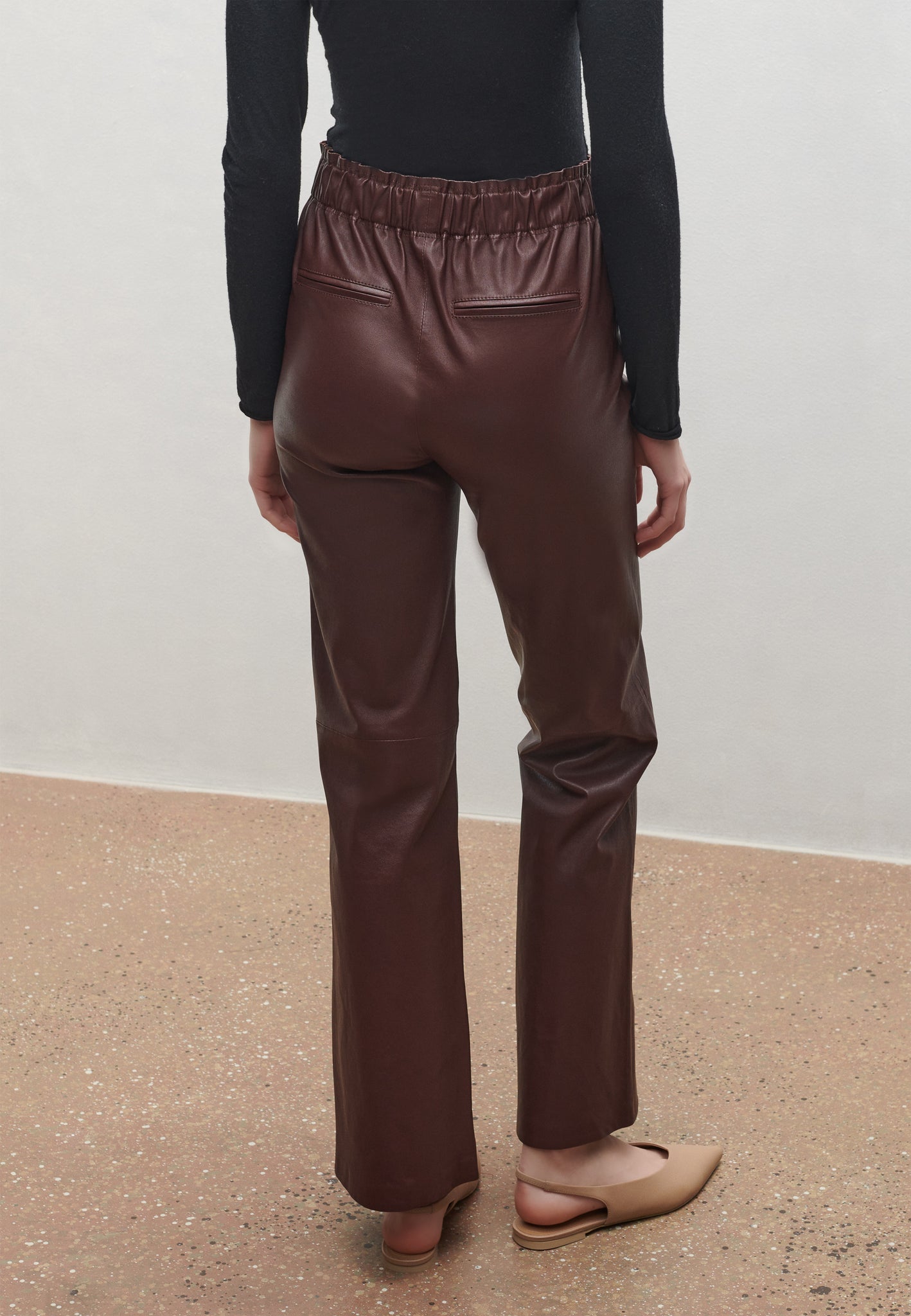 RIHANNA | Leather stretch straight fit trousers