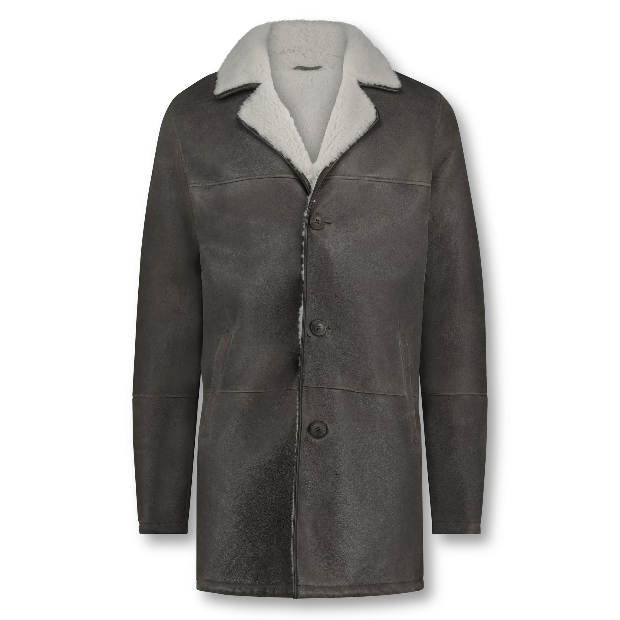 STEFANO | Long leather shearling coat