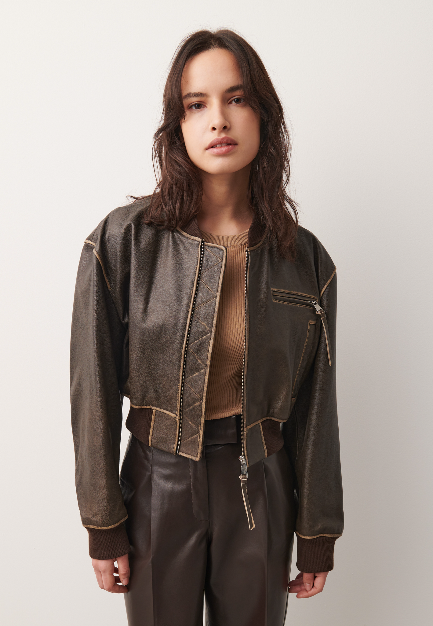 ELETTRA | Cropped leather vintage jacket